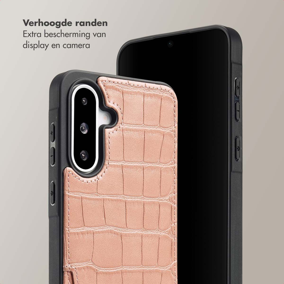 SELENCIA Nova Croco Backcover met koord en pashouder - Geschikt voor Samsung Galaxy A36 / A56 - Telefoonhoesje voor Samsung Samsung Galaxy A36/Samsung Galaxy A56 (5G) Roze