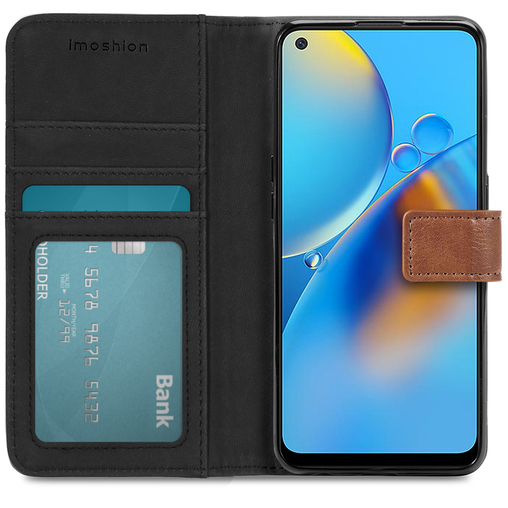 IMOSHION Luxe Bookcase - Geschikt voor Oppo A74 (4G) - Telefoonhoesje voor Oppo Oppo A74 (4G) Bruin