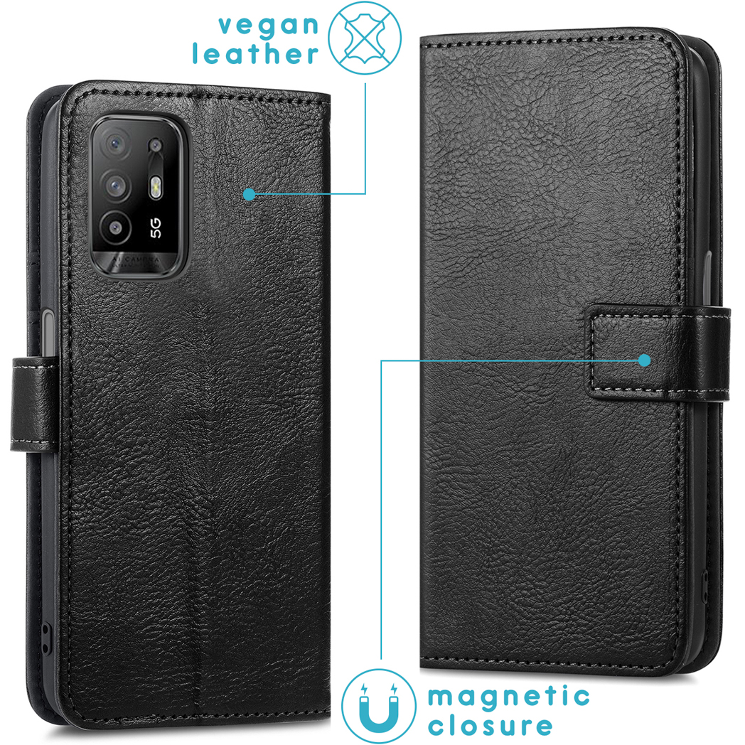 IMOSHION Custodia a Libro Lussuosa, Copertina, Oppo, Oppo A94 (5G), Nero