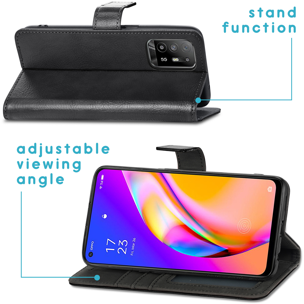 IMOSHION Custodia a Libro Lussuosa, Copertina, Oppo, Oppo A94 (5G), Nero