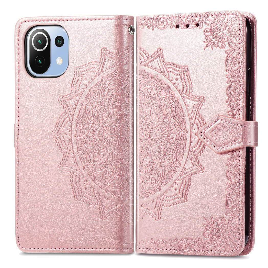 Roze telefoonhoes met mandala-ontwerp.