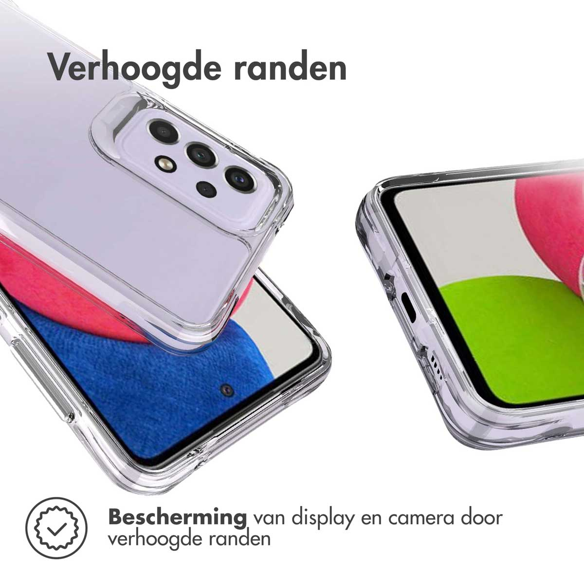 Een doorzichtig telefoonhoesje met opstaande randen.