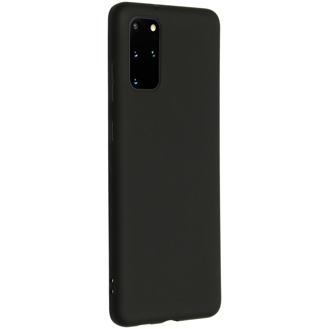 Coque de téléphone noire. L'arrière du téléphone est visible. Le téléphone a un appareil photo.
