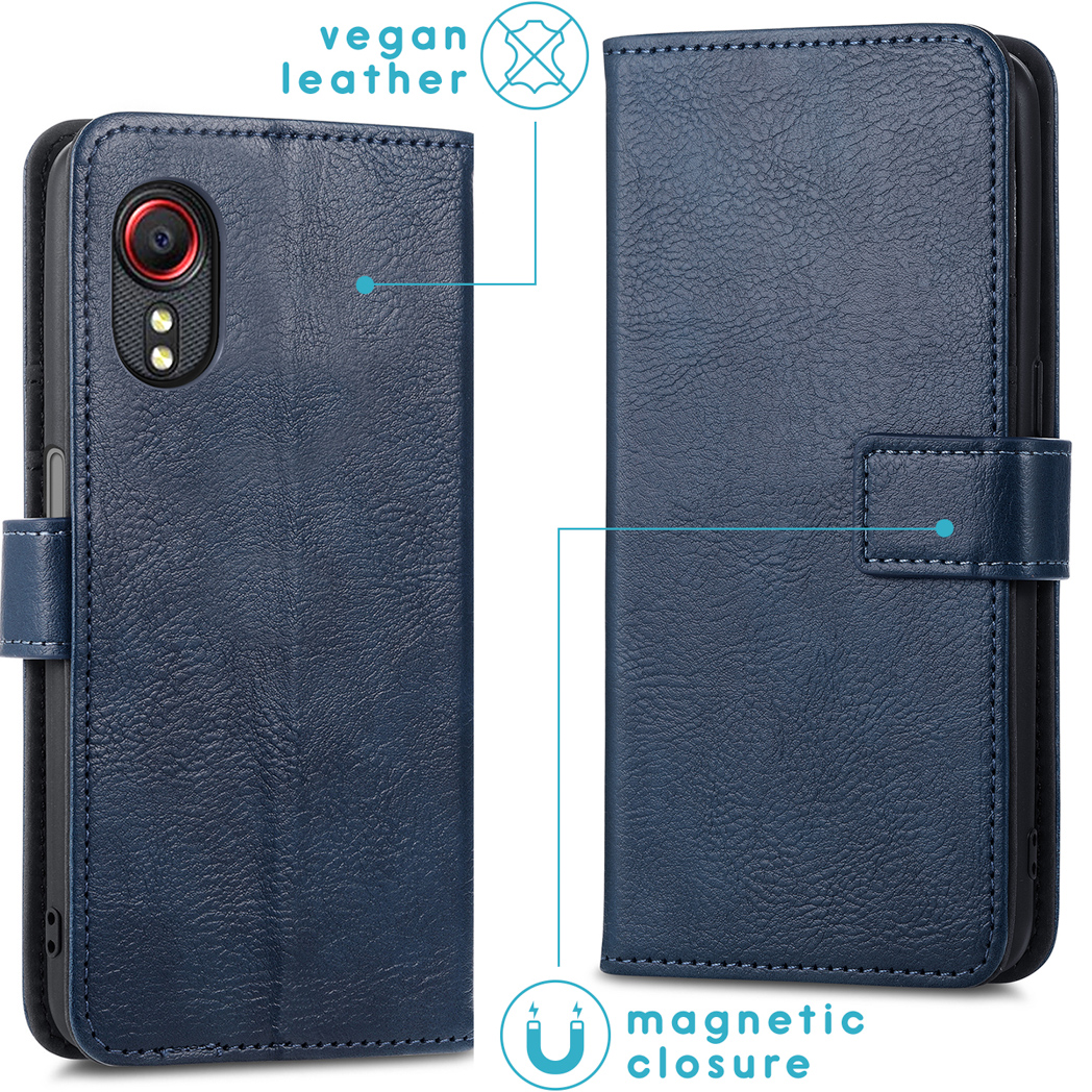 IMOSHION Luxe Bookcase - Geschikt voor Samsung Galaxy Xcover 5 - Telefoonhoesje voor Samsung Samsung Galaxy Xcover 5 Donkerblauw