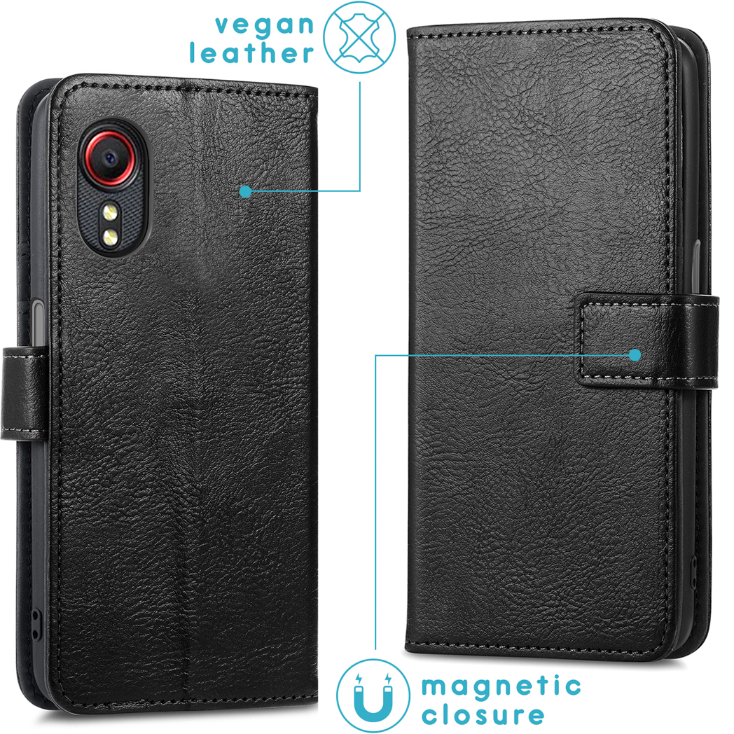 IMOSHION Luxe Bookcase - Geschikt voor Samsung Galaxy Xcover 5 - Telefoonhoesje voor Samsung Samsung Galaxy Xcover 5 Zwart