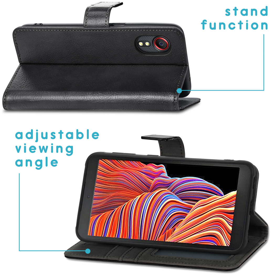 IMOSHION Luxe Bookcase - Geschikt voor Samsung Galaxy Xcover 5 - Telefoonhoesje voor Samsung Samsung Galaxy Xcover 5 Zwart