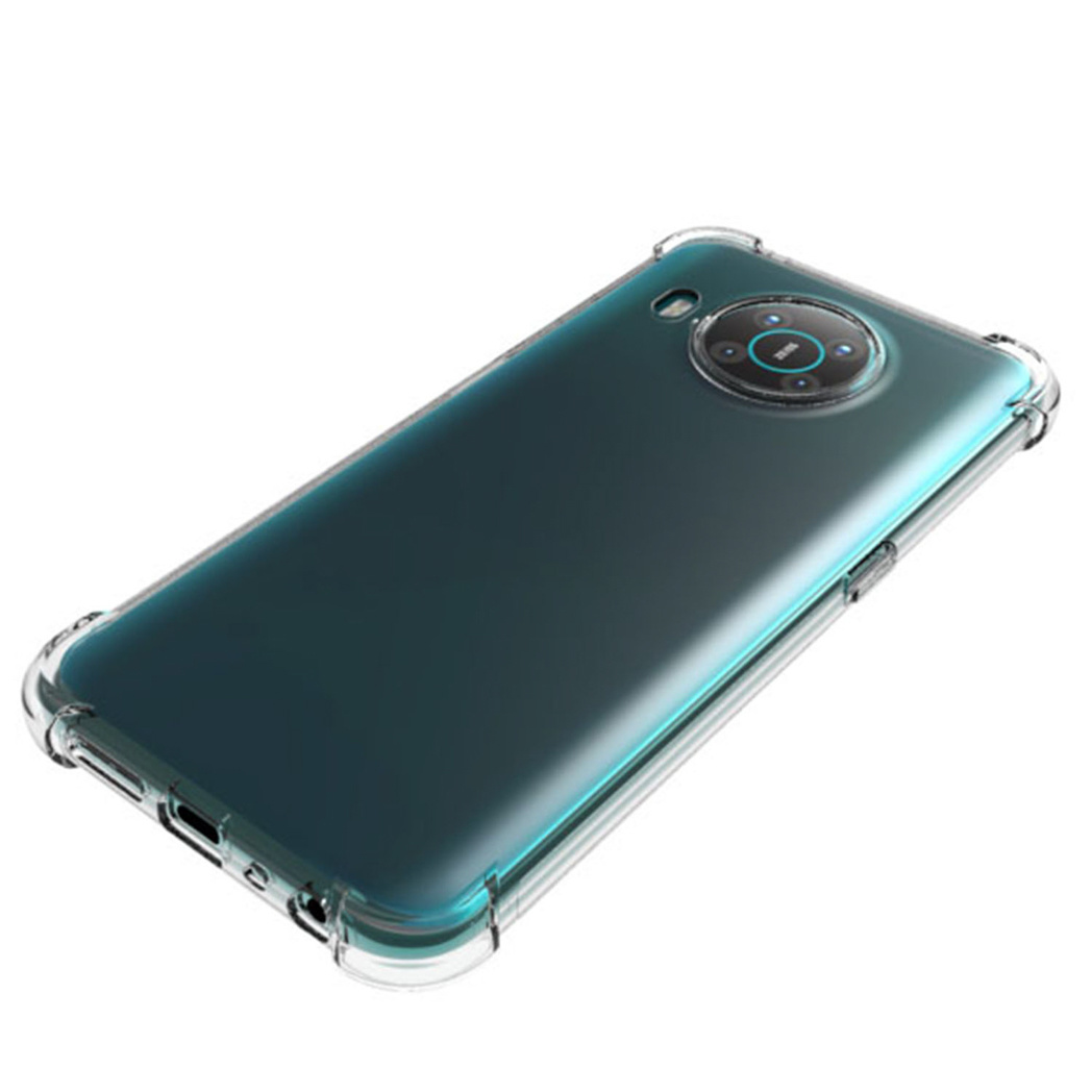 Transparente Handyhülle mit einem schwarz-silbernen Telefon im Inneren.