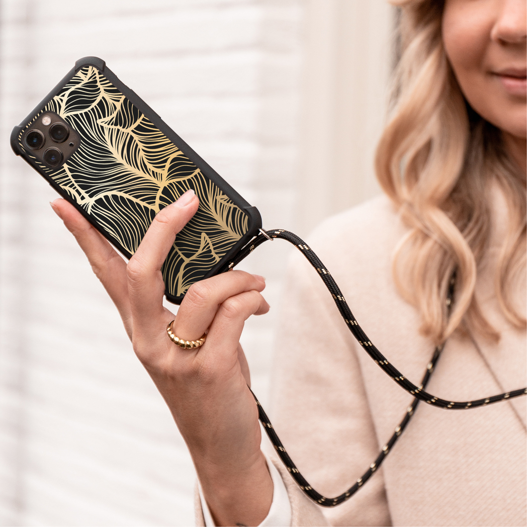 IMOSHION Design Hoesje met Koord - Geschikt voor Samsung Galaxy A72 - Telefoonhoesje voor Samsung Samsung Galaxy A72 Goud
