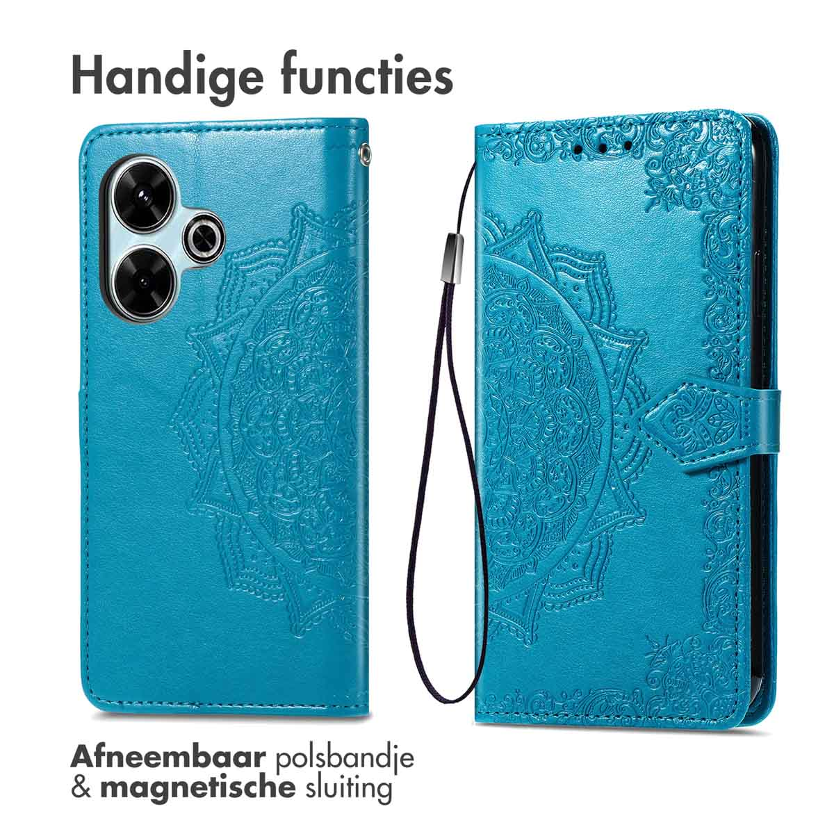 IMOSHION Coque folio compatible avec Xiaomi Redmi 13 (4G) Étui de Téléphone voor Xiaomi Xiaomi Redmi 13 (4G) Turquoise