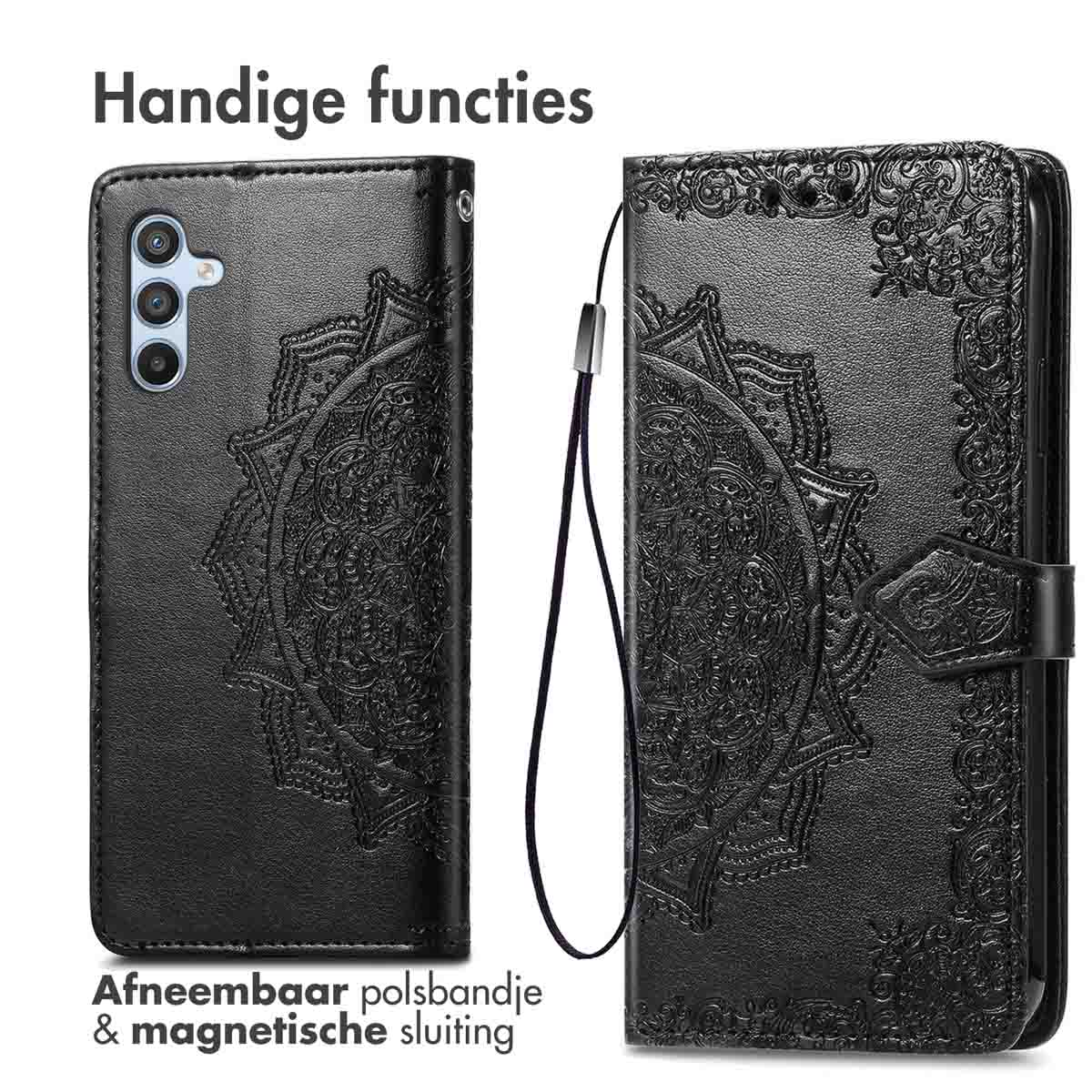 IMOSHION Mandala Bookcase - Geschikt voor Samsung Galaxy A26 - Telefoonhoesje voor Samsung Samsung Galaxy A26 Zwart