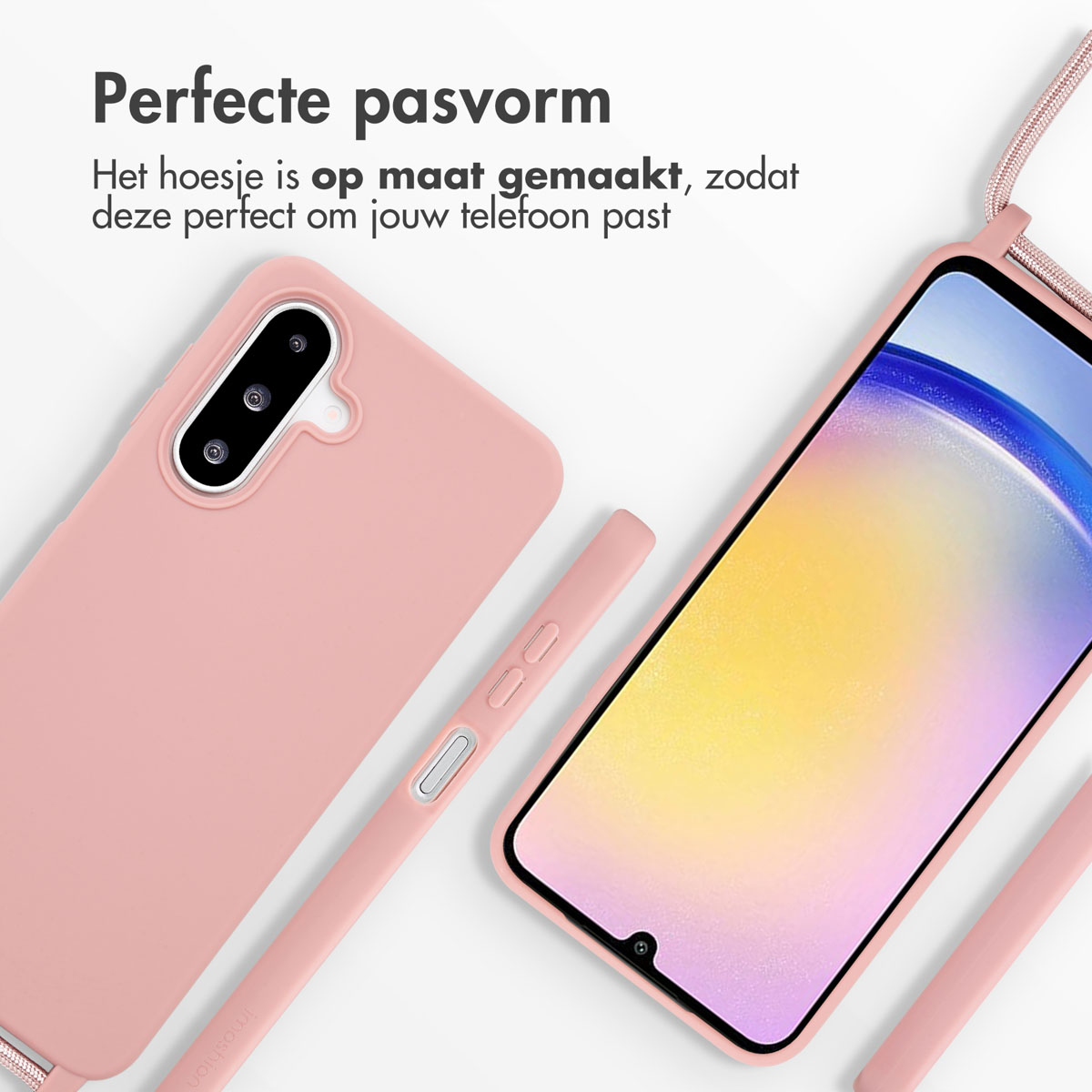 IMOSHION Silicone case with cord - Suitable for Samsung Galaxy A26 - Phone case for Samsung Galaxy A26 Pink