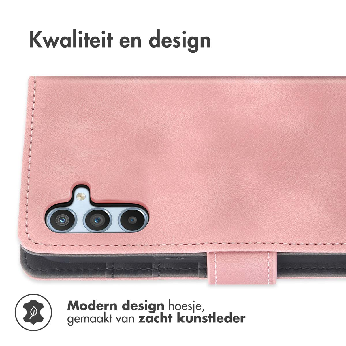 Custodia per telefono rosa in morbida pelle artificiale, con un design moderno.
