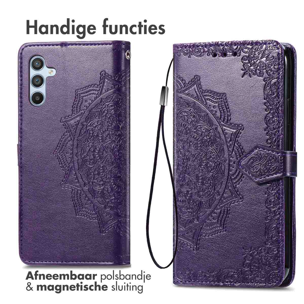 IMOSHION Mandala Bookcase - Geschikt voor Samsung Galaxy A26 - Telefoonhoesje voor Samsung Samsung Galaxy A26 Paars