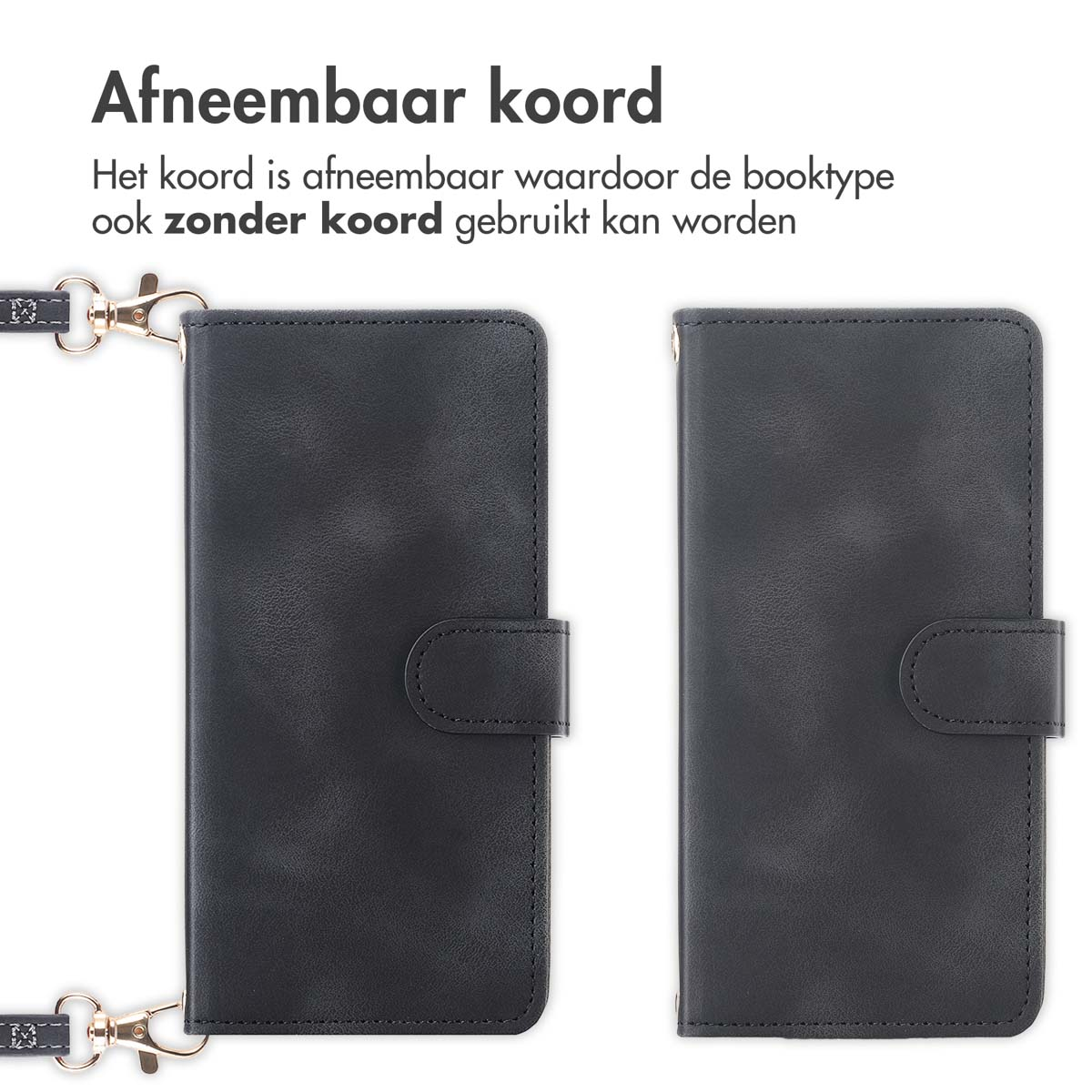 IMOSHION Bookcase met koord geschikt voor Google Pixel 9A Telefoonhoesje voor Google Google Pixel 9a Zwart