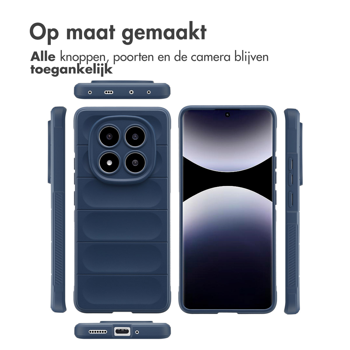 IMOSHION EasyGrip Backcover - Geschikt voor Xiaomi Redmi Note 14 Pro (5G) - Telefoonhoesje voor Xiaomi Xiaomi Redmi Note 14 Pro 5G Donkerblauw
