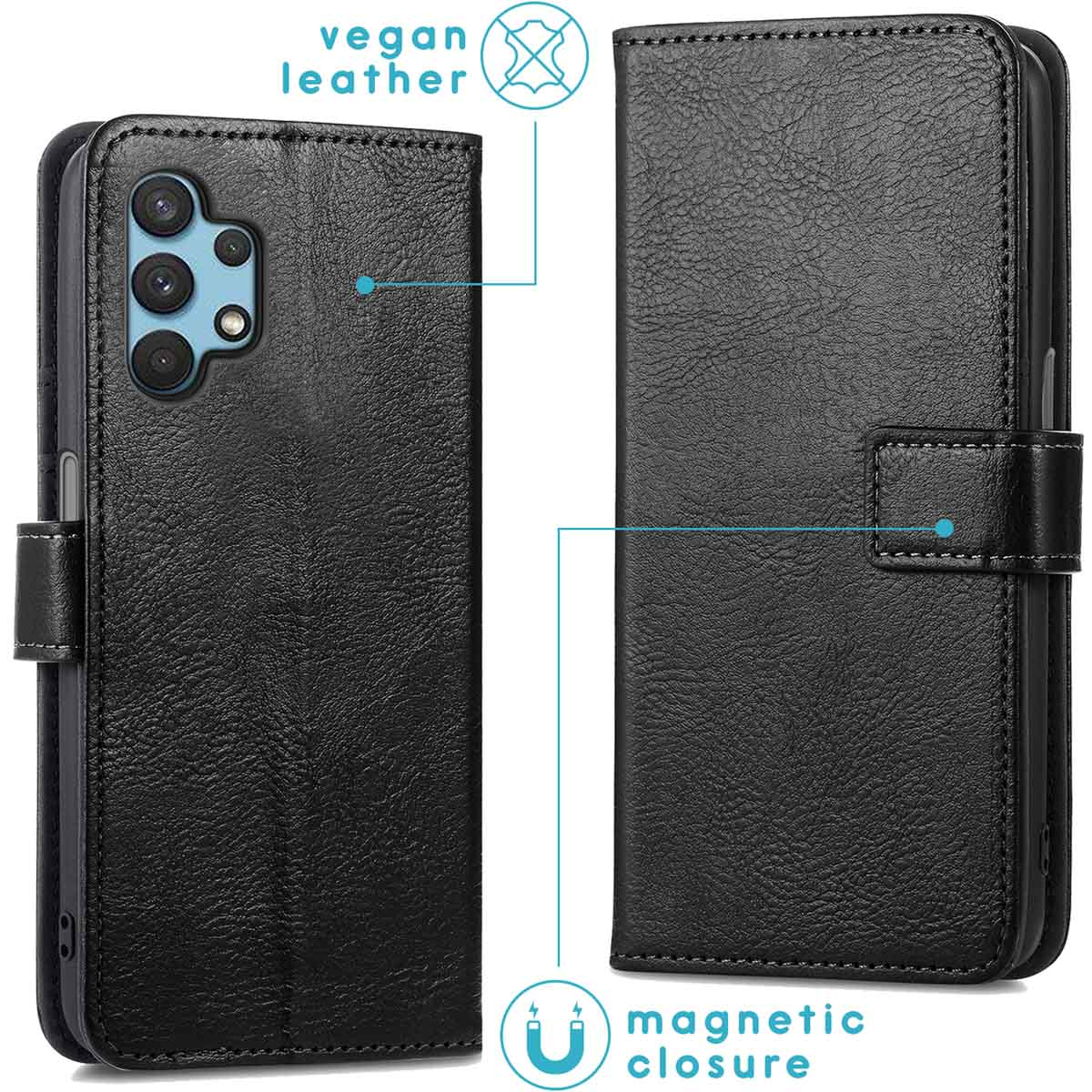 IMOSHION Luxe Bookcase - Geschikt voor Samsung Galaxy A32 (4G) - Telefoonhoesje Zwart