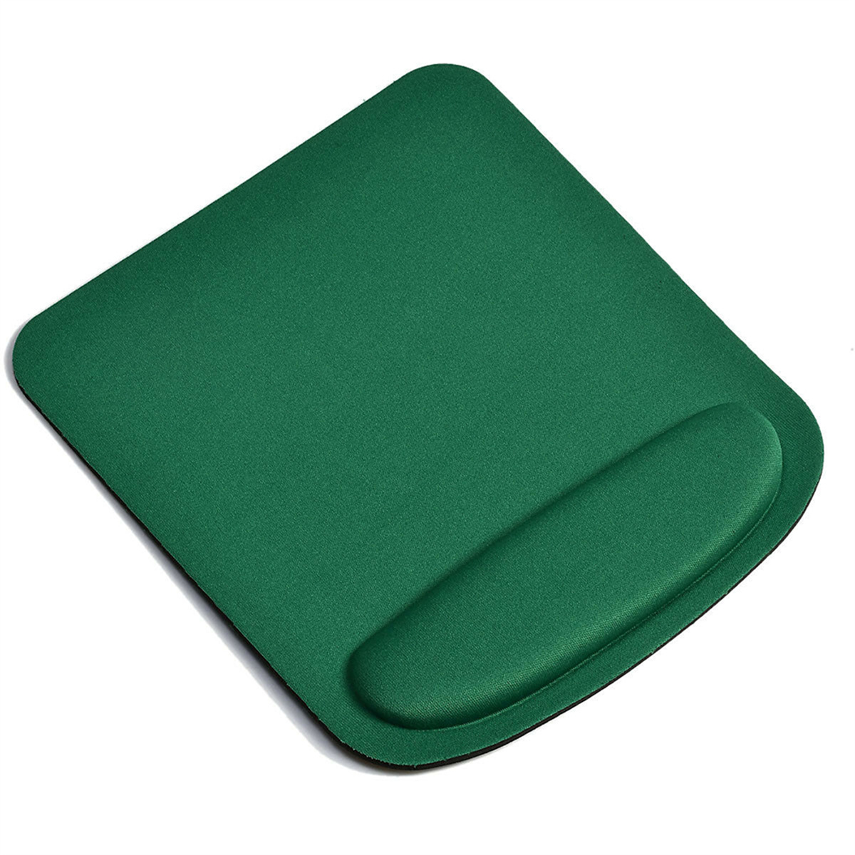 Grünes Mauspad mit Handgelenkauflage. Der Hintergrund ist weiß.