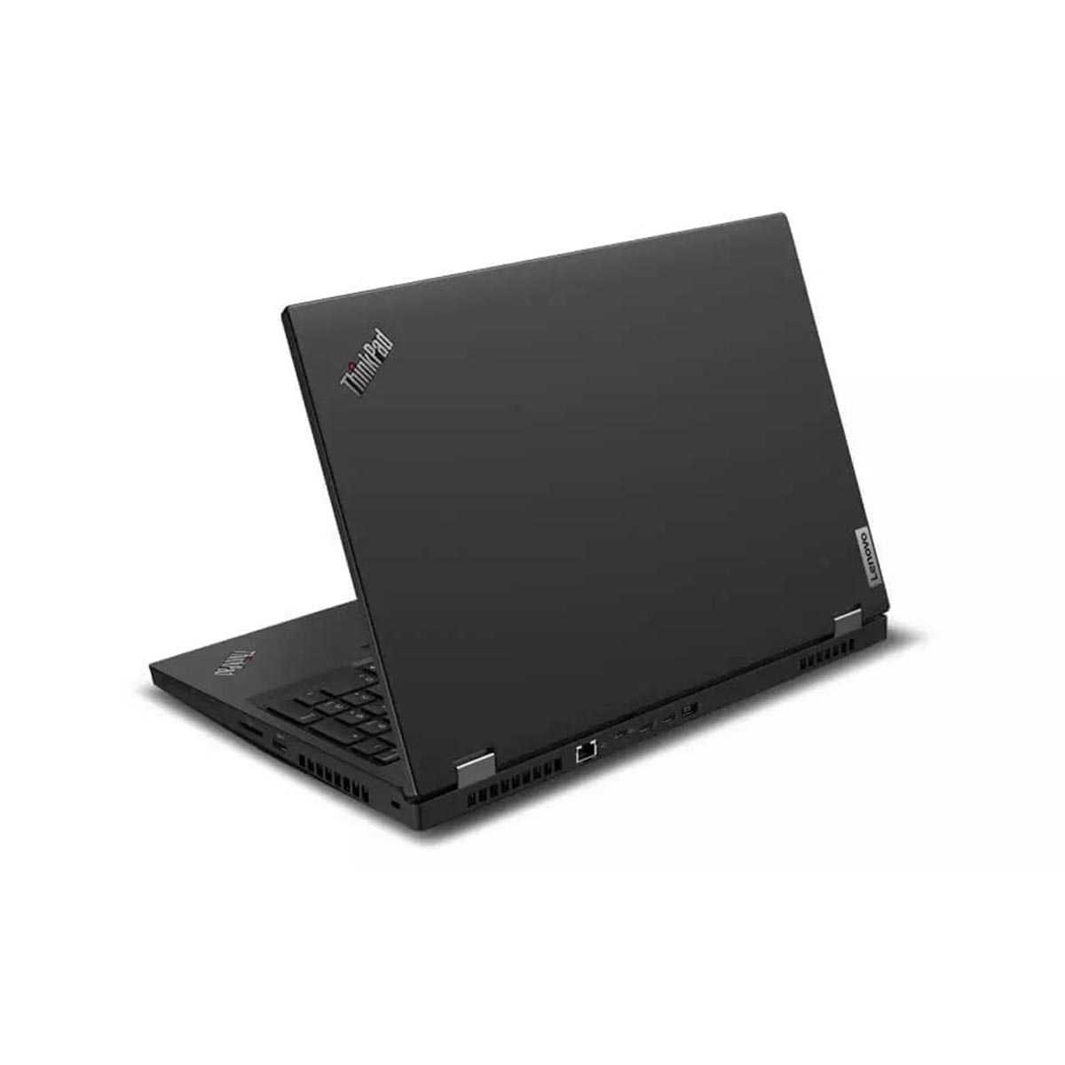 Czarny laptop z widocznymi logo ThinkPad i Lenovo.
