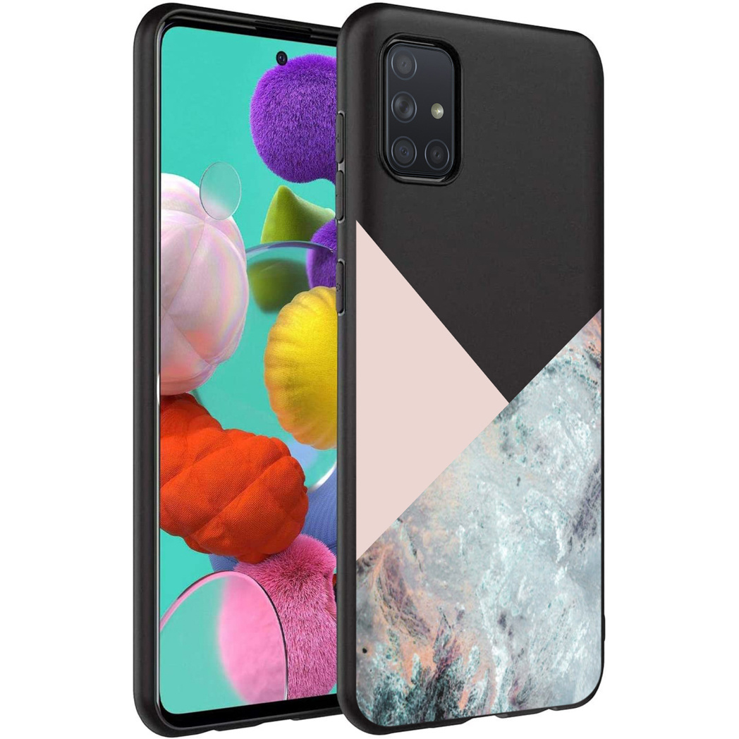 Zwart, roze en marmerpatroon telefoonhoesje.