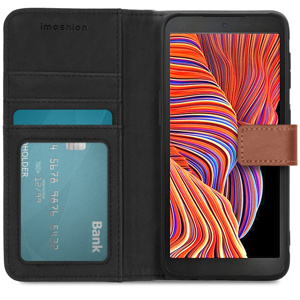 IMOSHION Luxe Bookcase - Geschikt voor Samsung Galaxy Xcover 5 - Telefoonhoesje voor Samsung Samsung Galaxy Xcover 5 Bruin