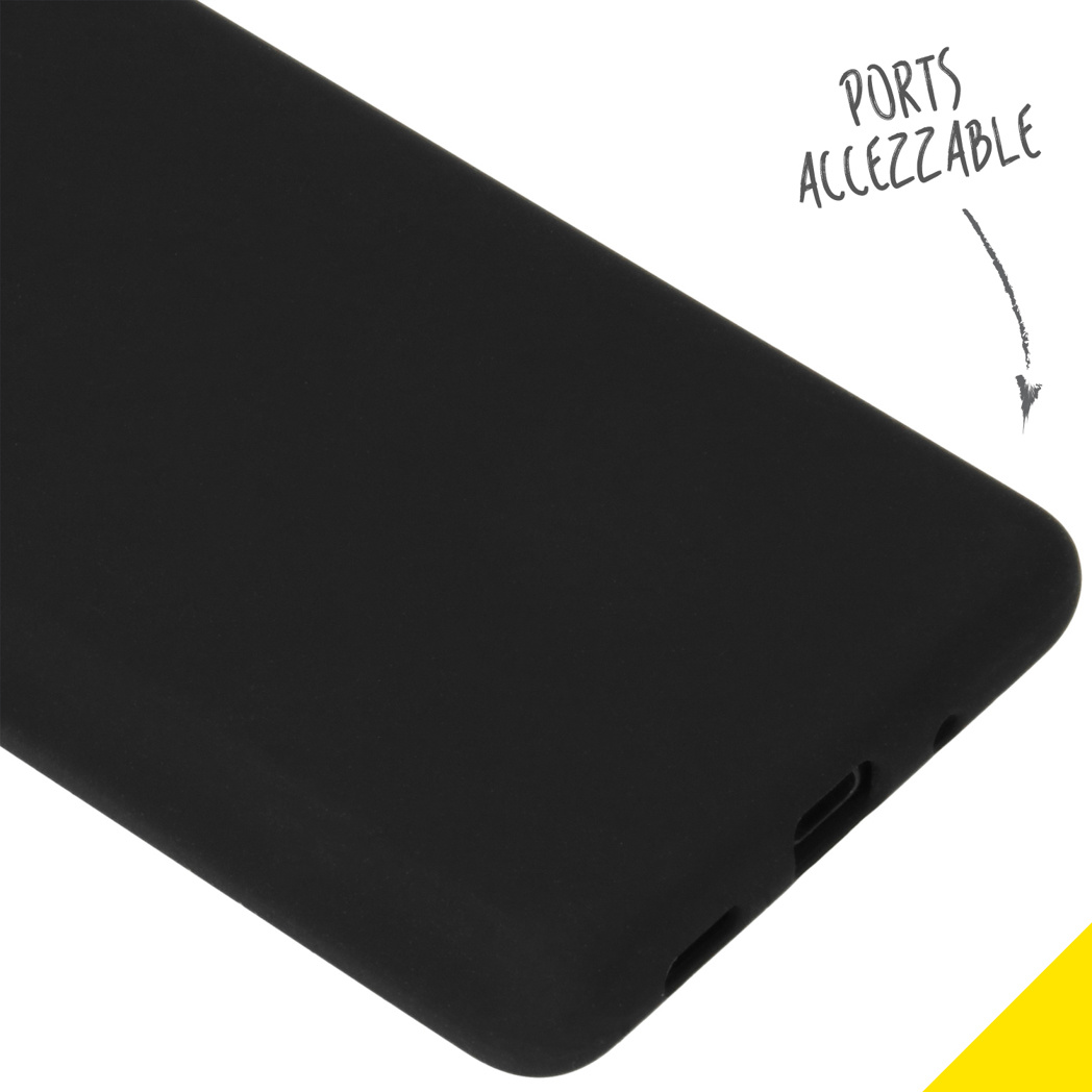 Custodia per telefono nera con accesso alle porte. Porte accessibili.