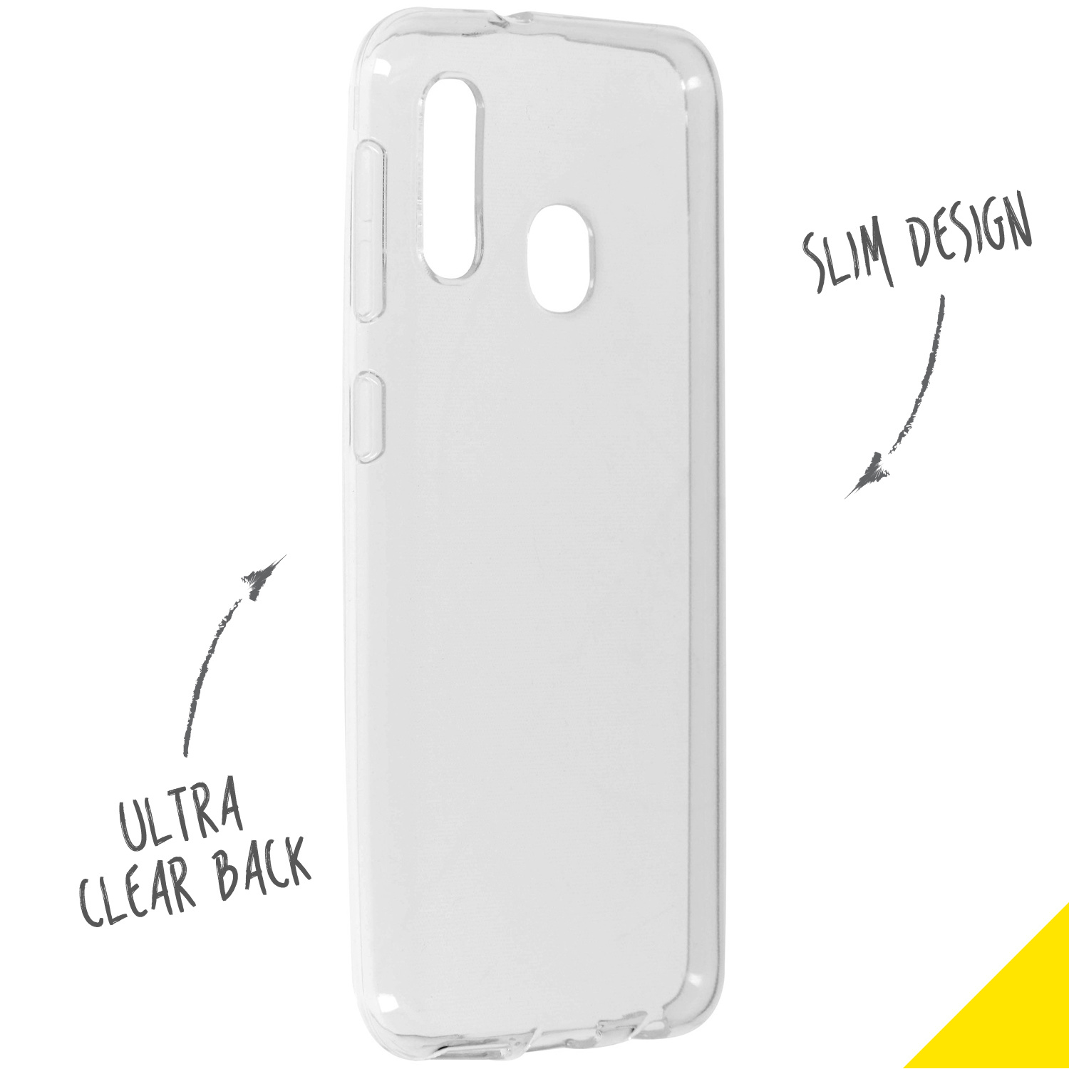 Transparante telefoonhoes. Ultra heldere achterkant en slank ontwerp. Witte achtergrond.