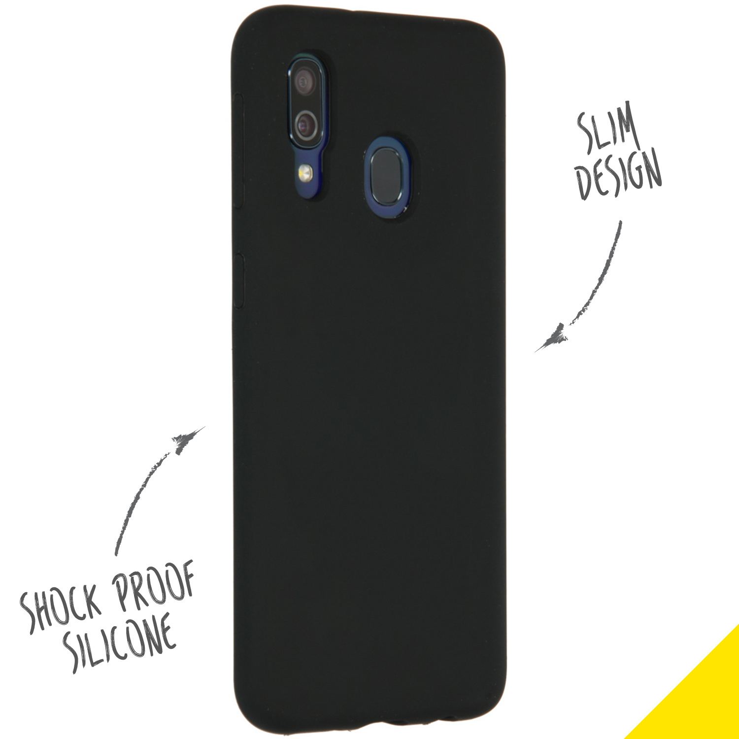Coque de téléphone noire avec silicone antichoc, design fin.