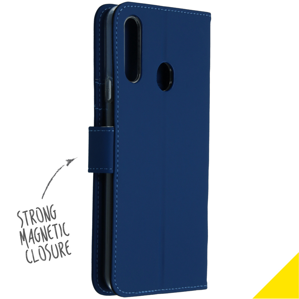 Blue phone case. Strong magnetic closure. White background.
