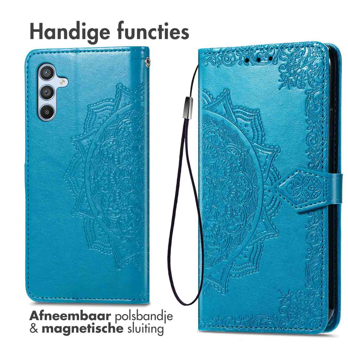 IMOSHION Mandala Bookcase - Geschikt voor Samsung Galaxy A26 - Telefoonhoesje voor Samsung Samsung Galaxy A26 Turquoise