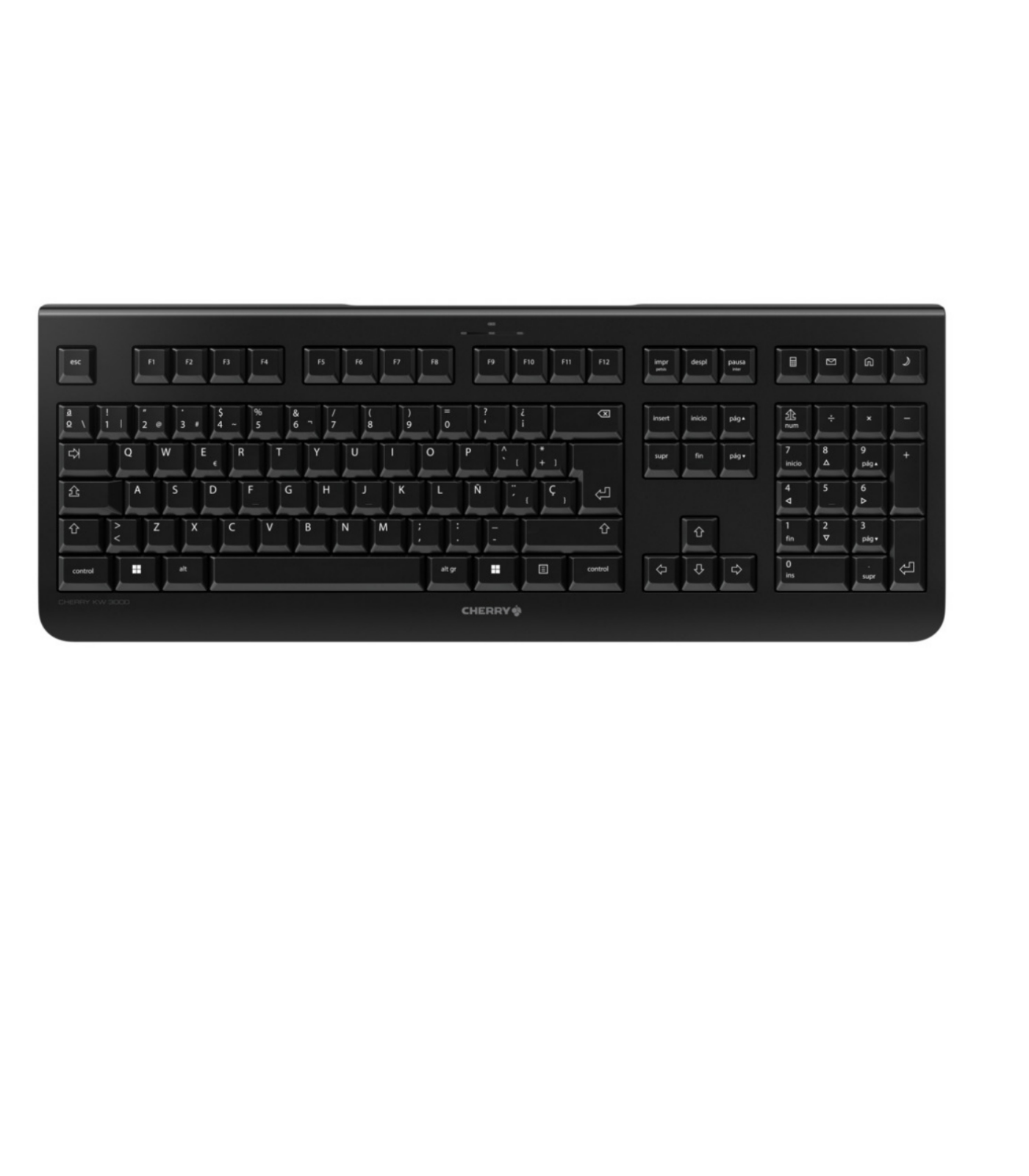 Clavier noir sur fond blanc.