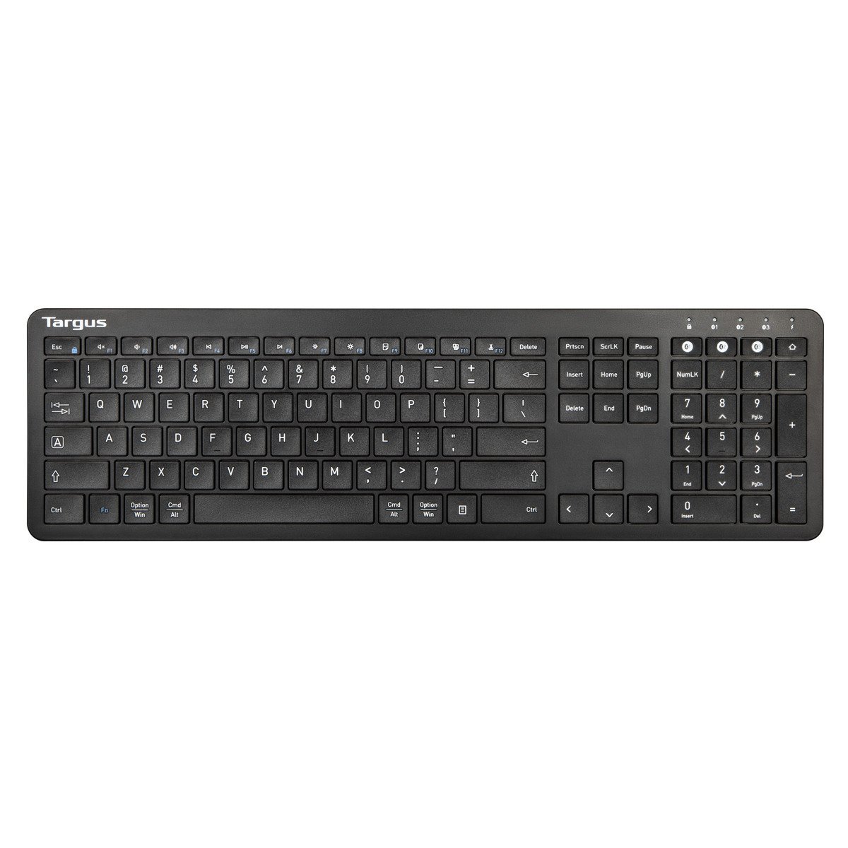 Teclado negro, vista superior.