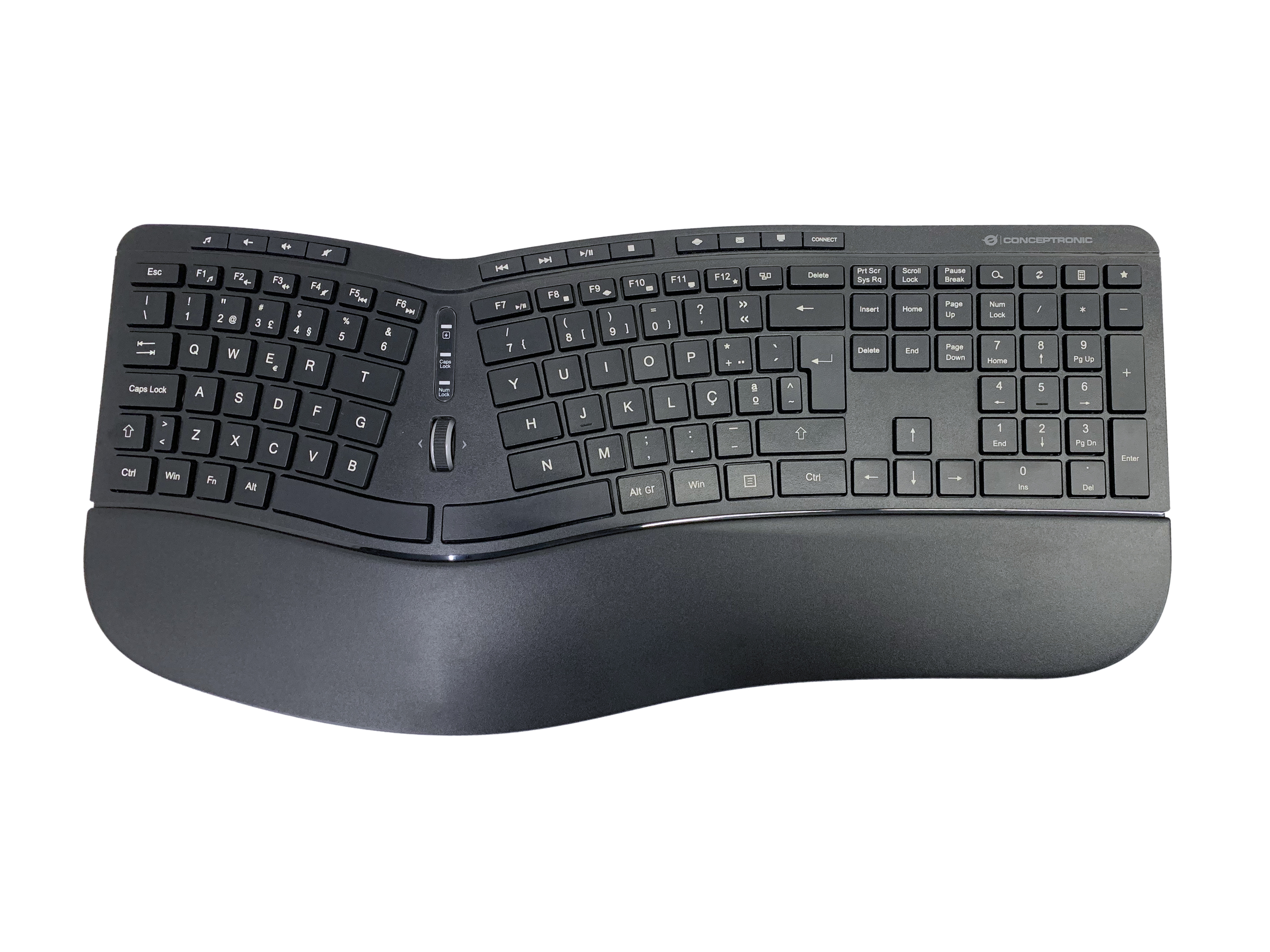 Tastiera ergonomica nera. Marchio Conceptronic.