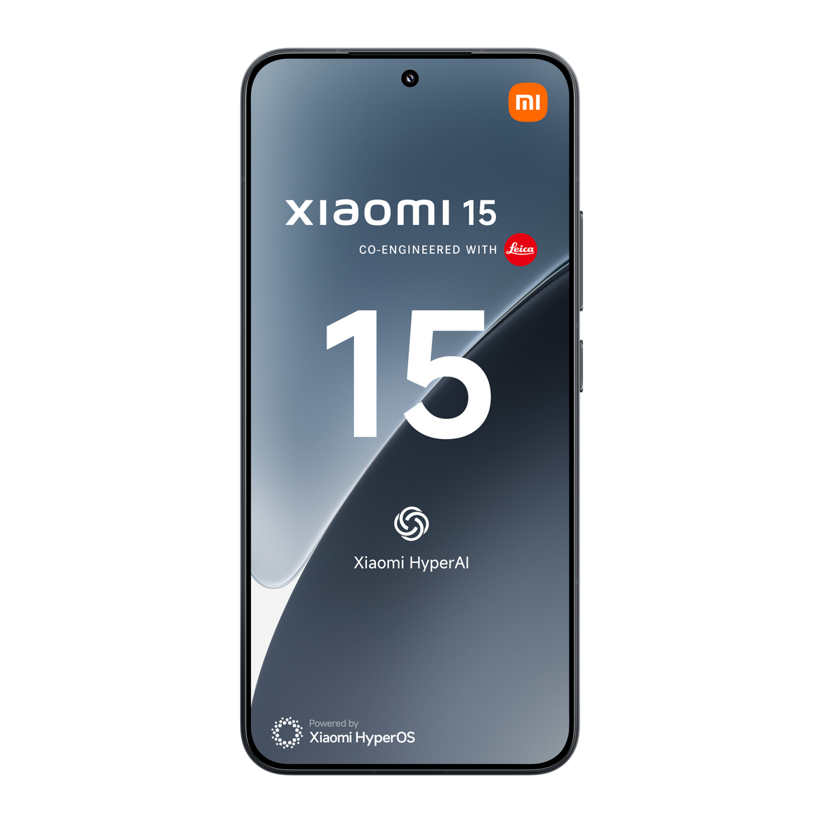 Telefon Xiaomi 15. Tekst: Xiaomi 15. Współtworzone z Leica. Xiaomi HyperOS.