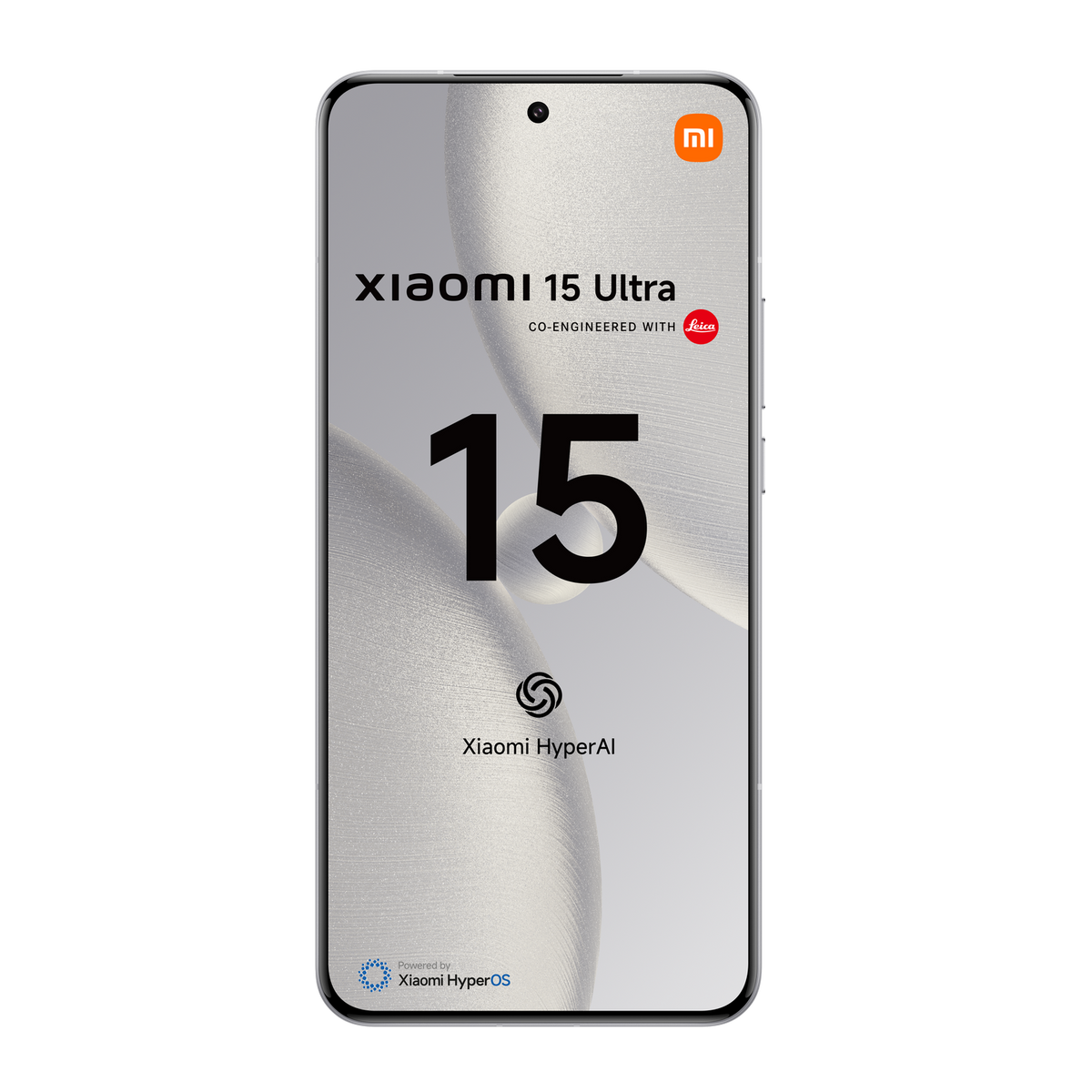 Una pantalla de teléfono que muestra 'Xiaomi 15 Ultra'. Tiene el logo de Leica y el número '15'.