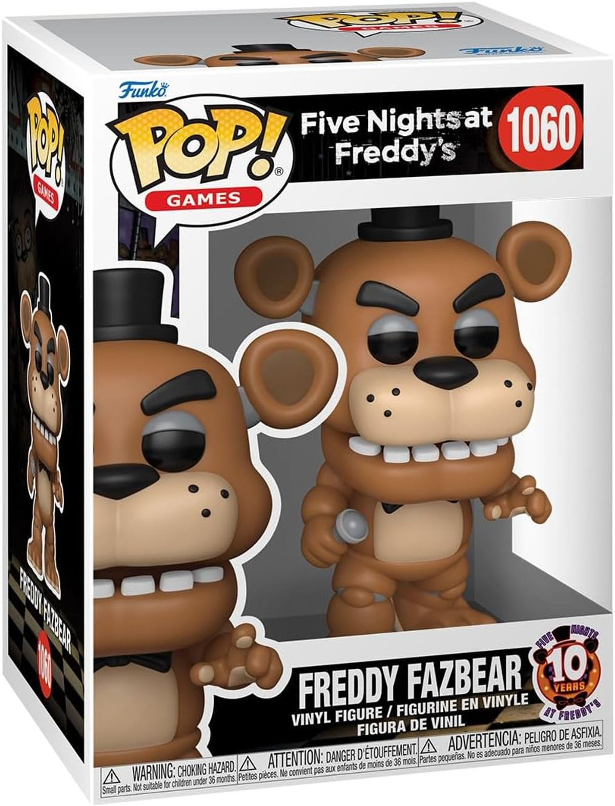 Figurine Freddy Fazbear dans une boîte.