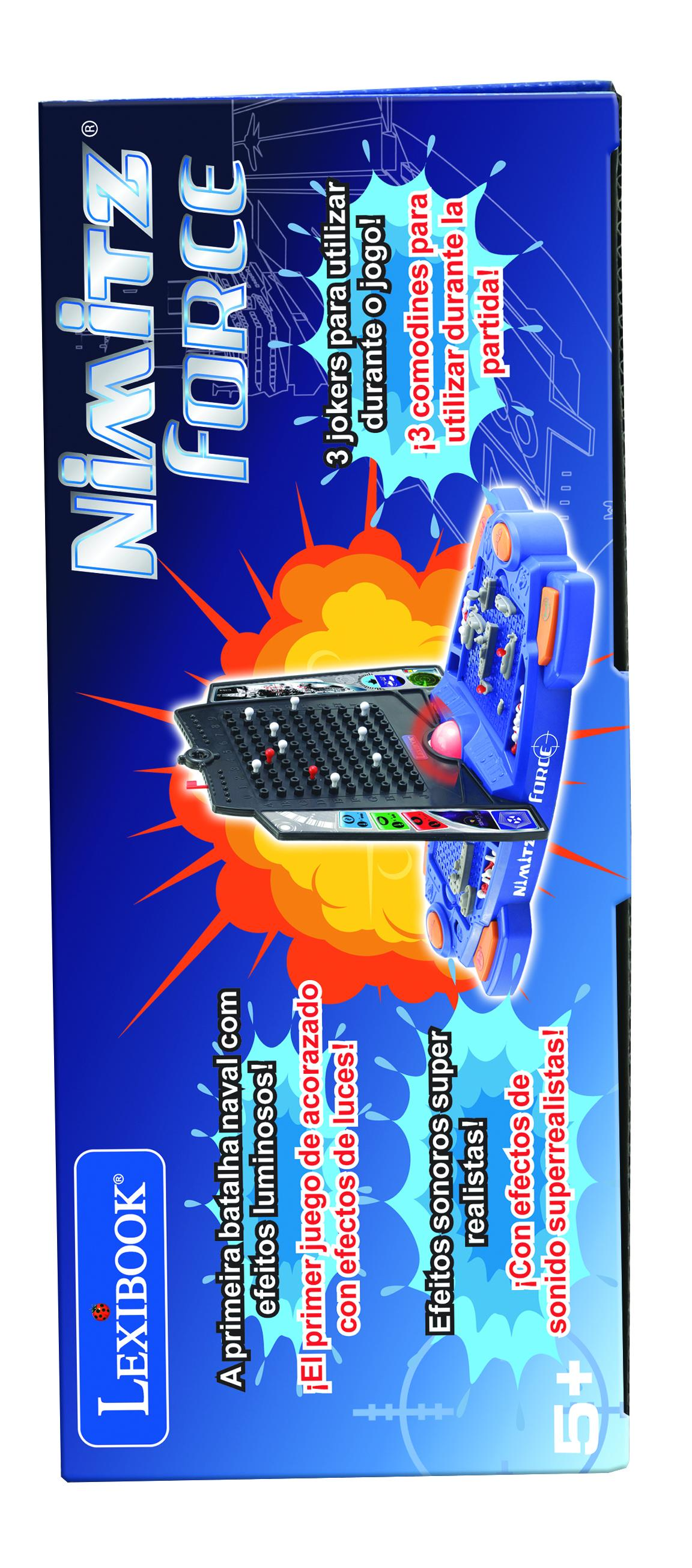 Caja de juego de mesa 'Nimitz Force'. Fondo azul con imágenes del juego.