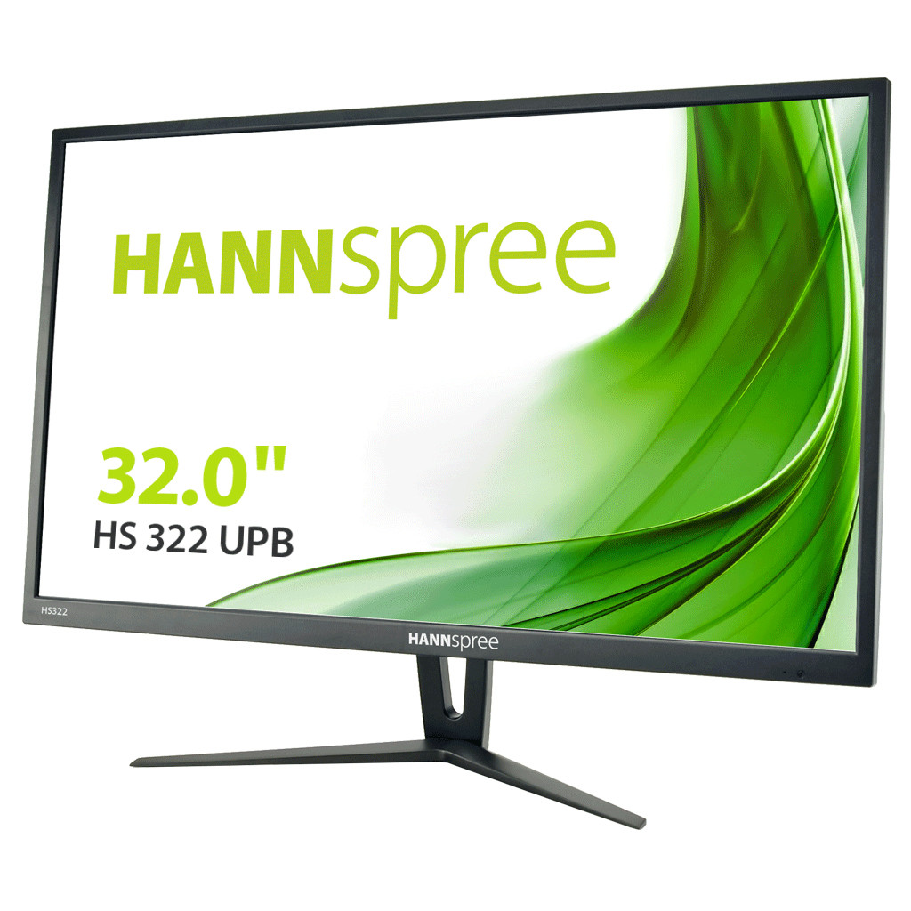 Monitor komputerowy z zieloną grafiką, HANNspree, 32.0" HS 322 UPB, czarna ramka.