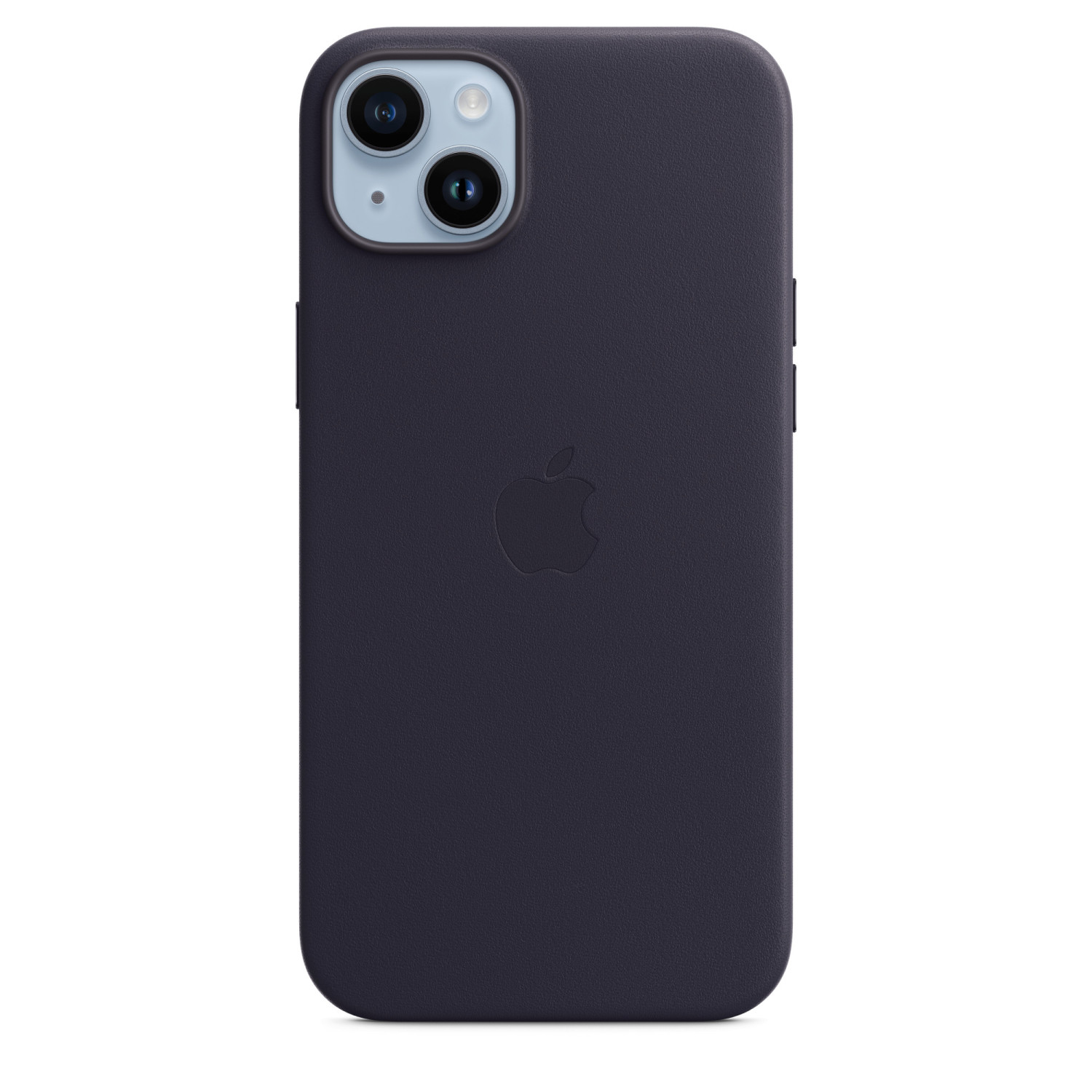 Étui d'iPhone Apple violet foncé avec le logo Apple au milieu.