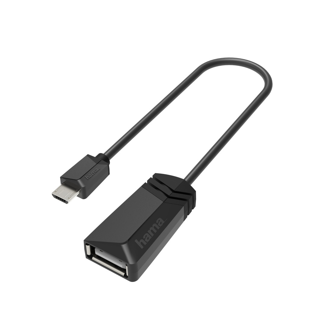 Czarny adapter USB ze złączem USB-C i portem USB. Widoczna jest nazwa marki hama.