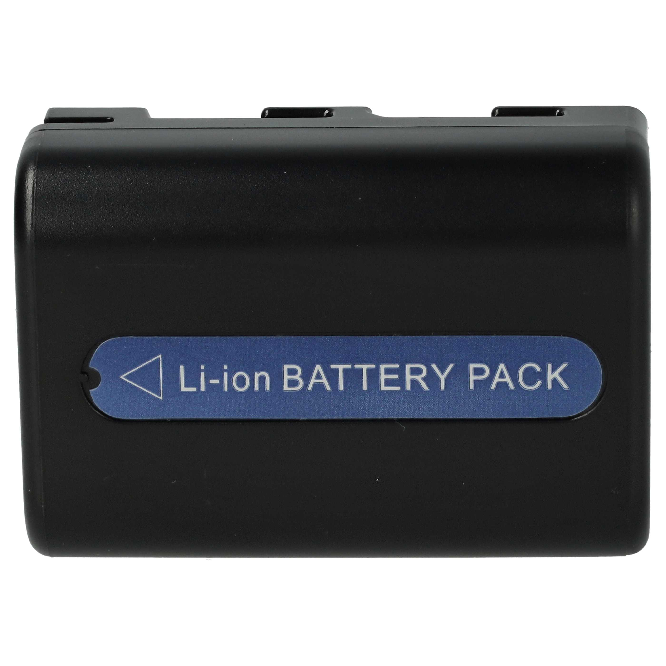 Schwarzer Li-Ionen-Akku mit einem blauen Etikett mit der Aufschrift 'Li-ion BATTERY PACK'.
