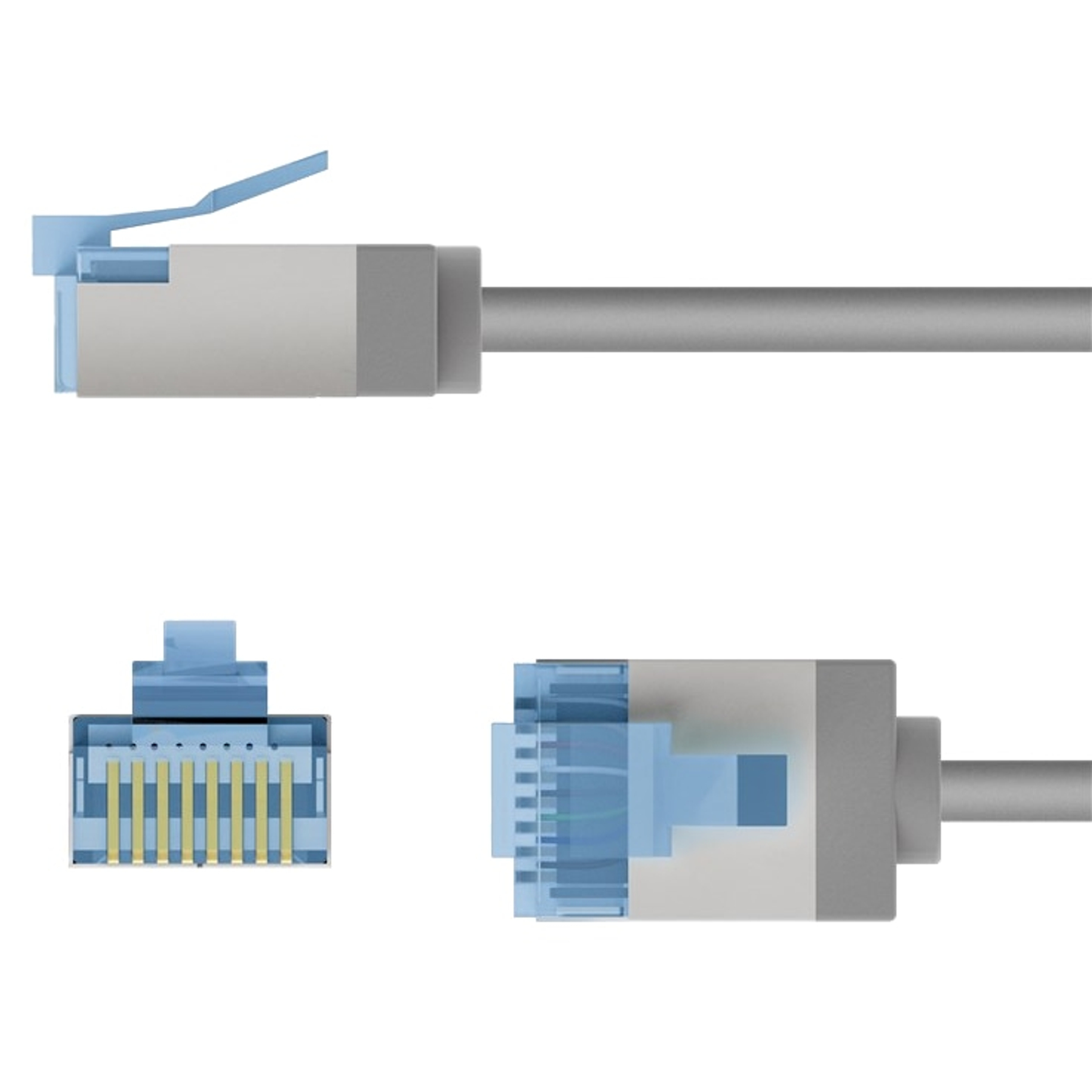 Diagrammi dettagliati che mostrano la struttura interna dei connettori Ethernet.