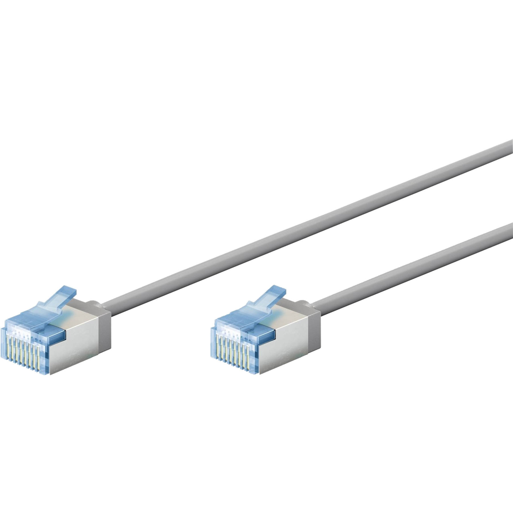 Cavo Ethernet grigio con connettori.
