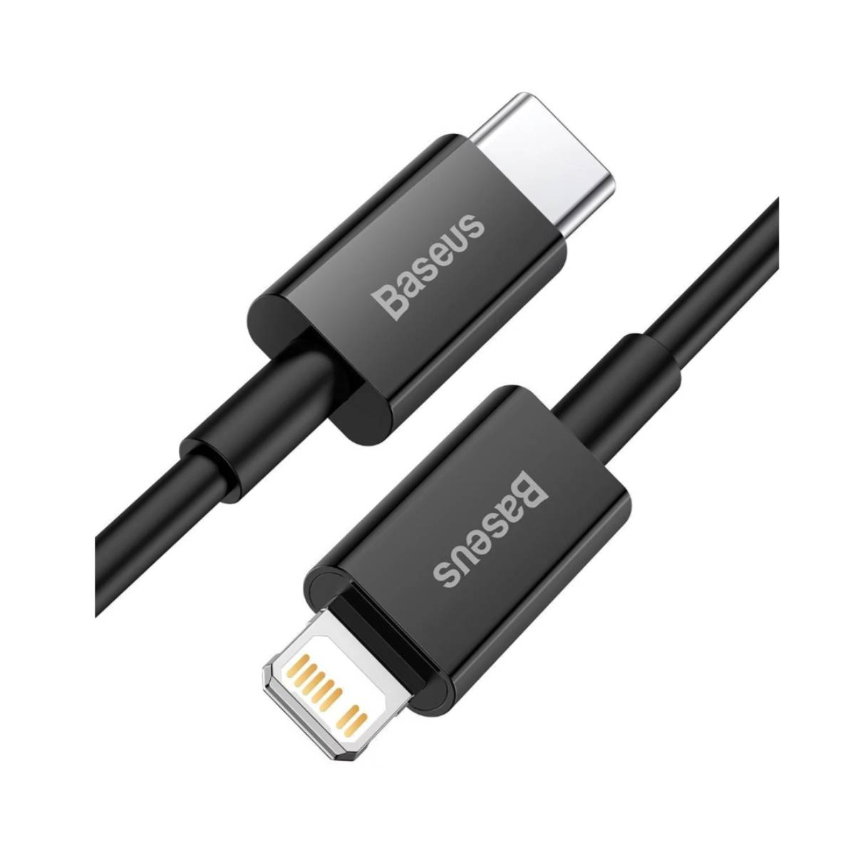 Czarny kabel z złączem Lightning i USB-C.