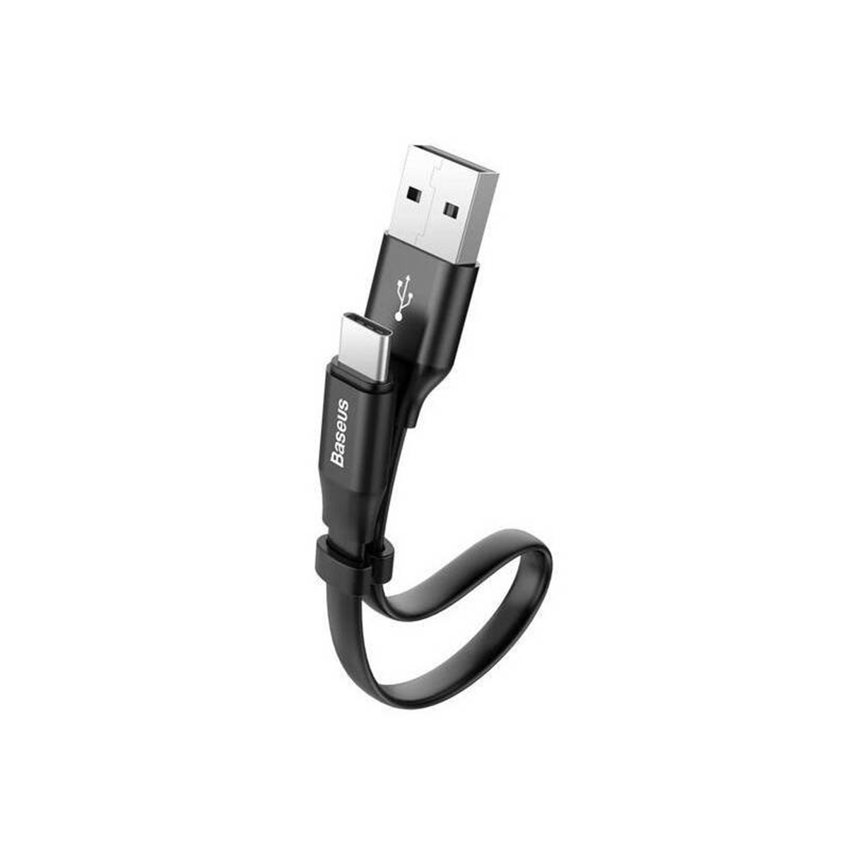 Czarny kabel USB ze złączami USB i USB-C.