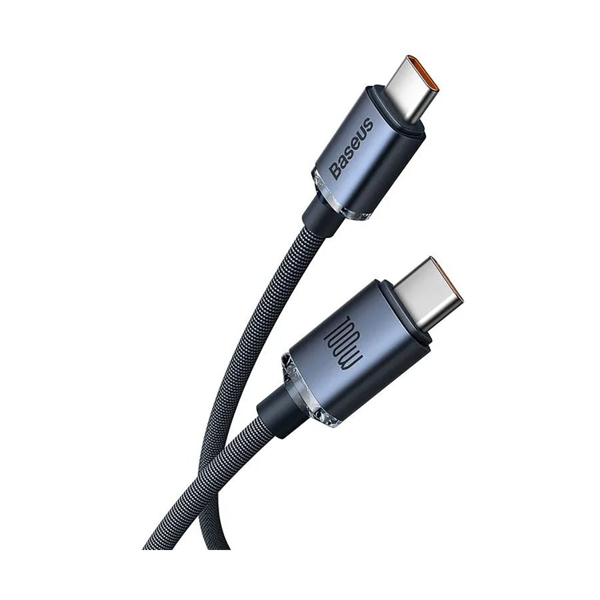 Czarny kabel USB-C ze srebrnymi złączami.