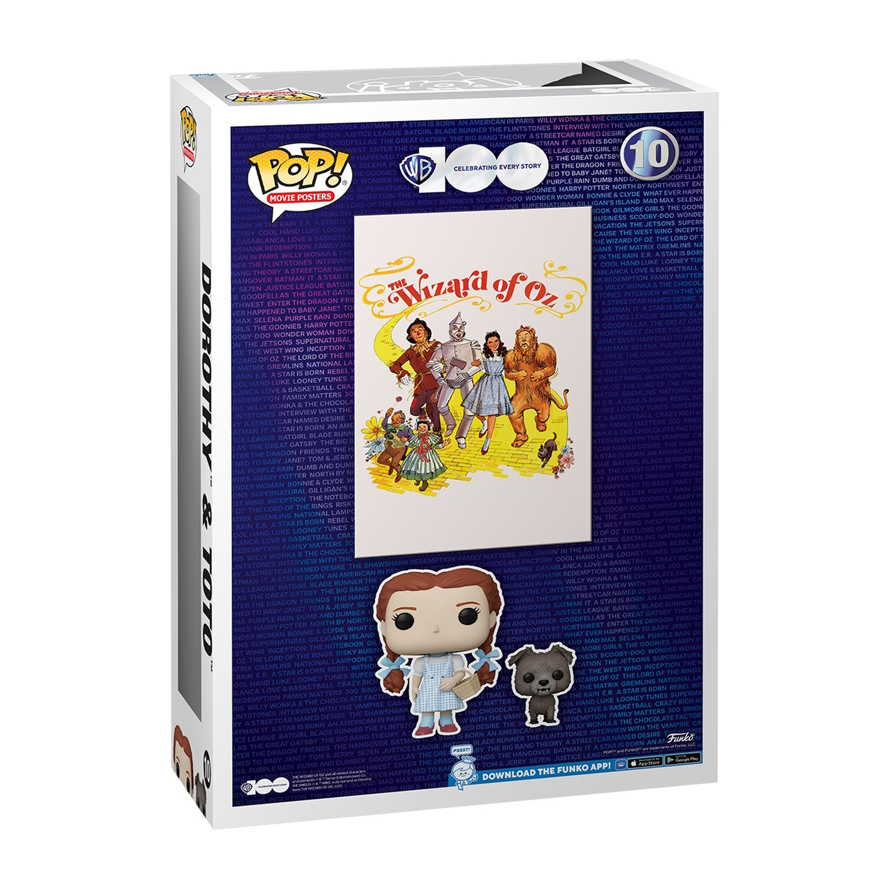 Pudełko Dorothy & Toto Funko Pop. Motyw Czarnoksiężnika z Oz, z figurkami i tekstem.