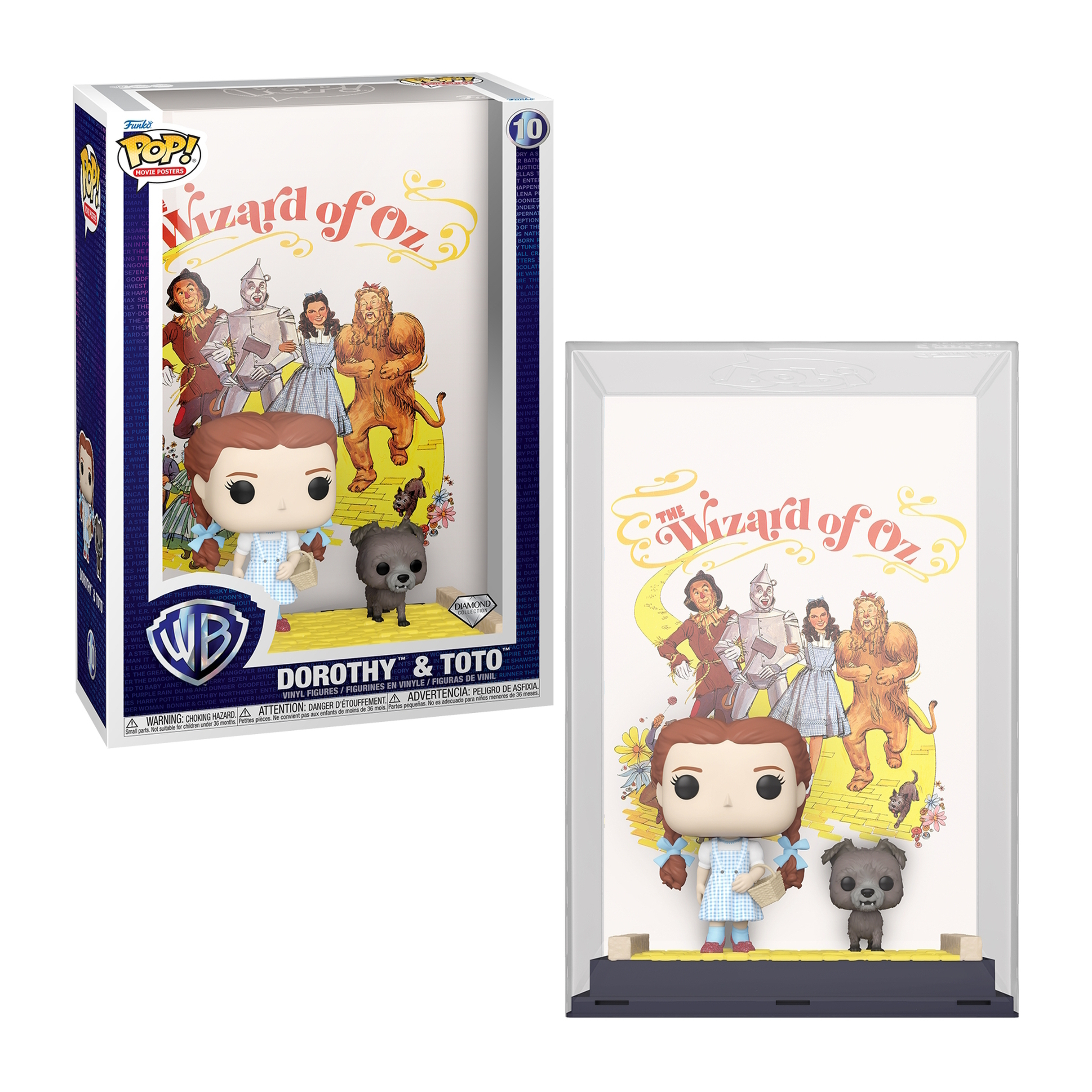 Dwa przedmioty z Czarnoksiężnika z Oz: Zabawka Dorothy & Toto w pudełku i gablota z Dorothy.