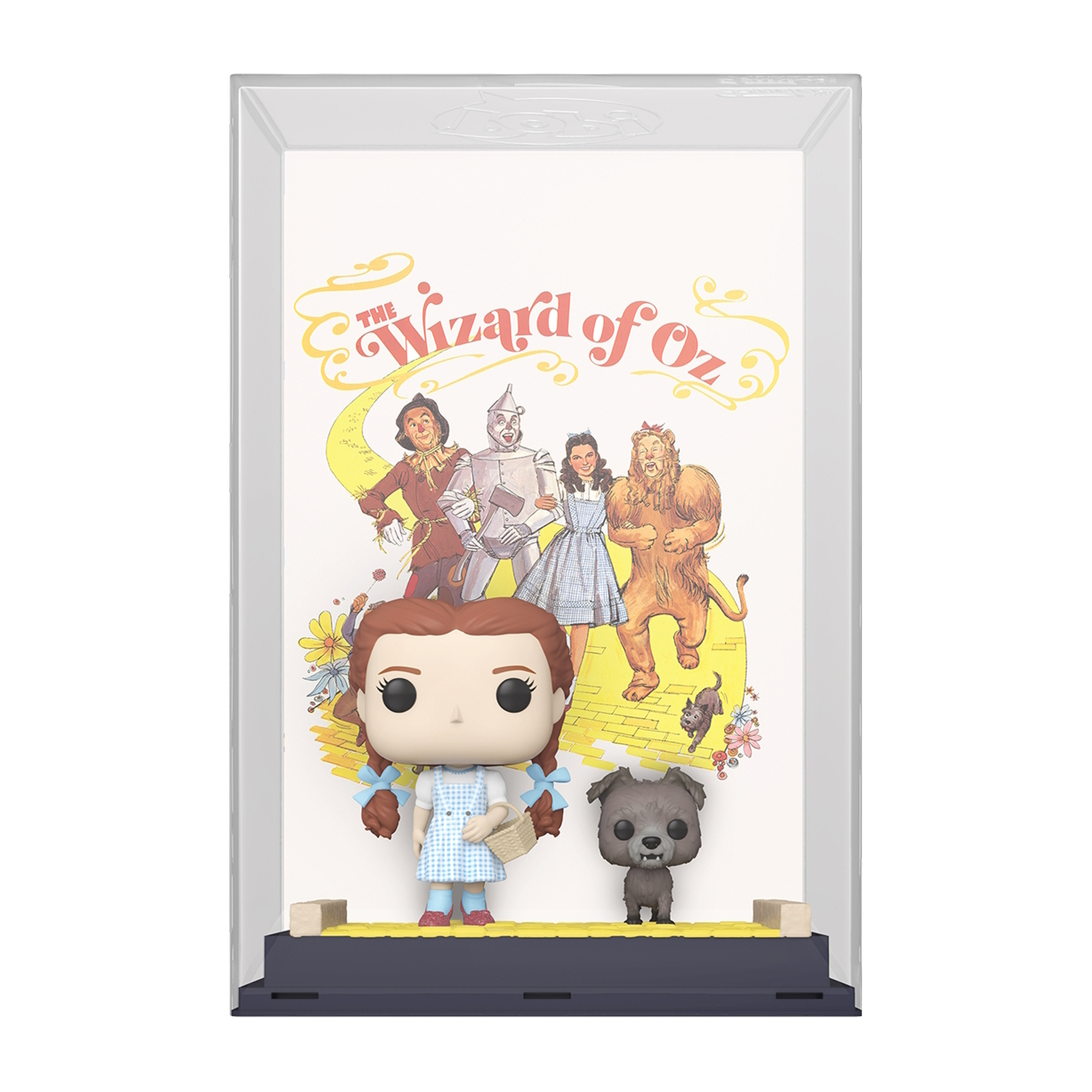 Ekspozycja Funko Pop w gablotce, z figurkami z Czarnoksiężnika z Oz. Dorothy i Toto są z przodu.