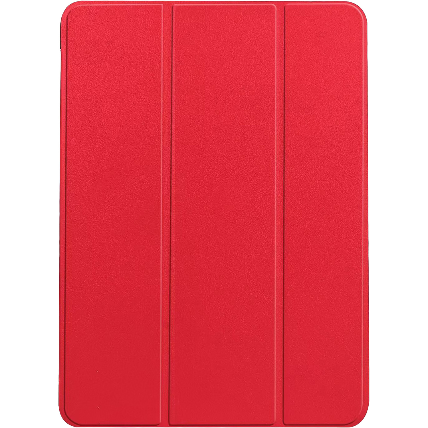 Eine rote Tablet-Hülle. Die Hülle ist geschlossen und hat drei vertikale Falten.
