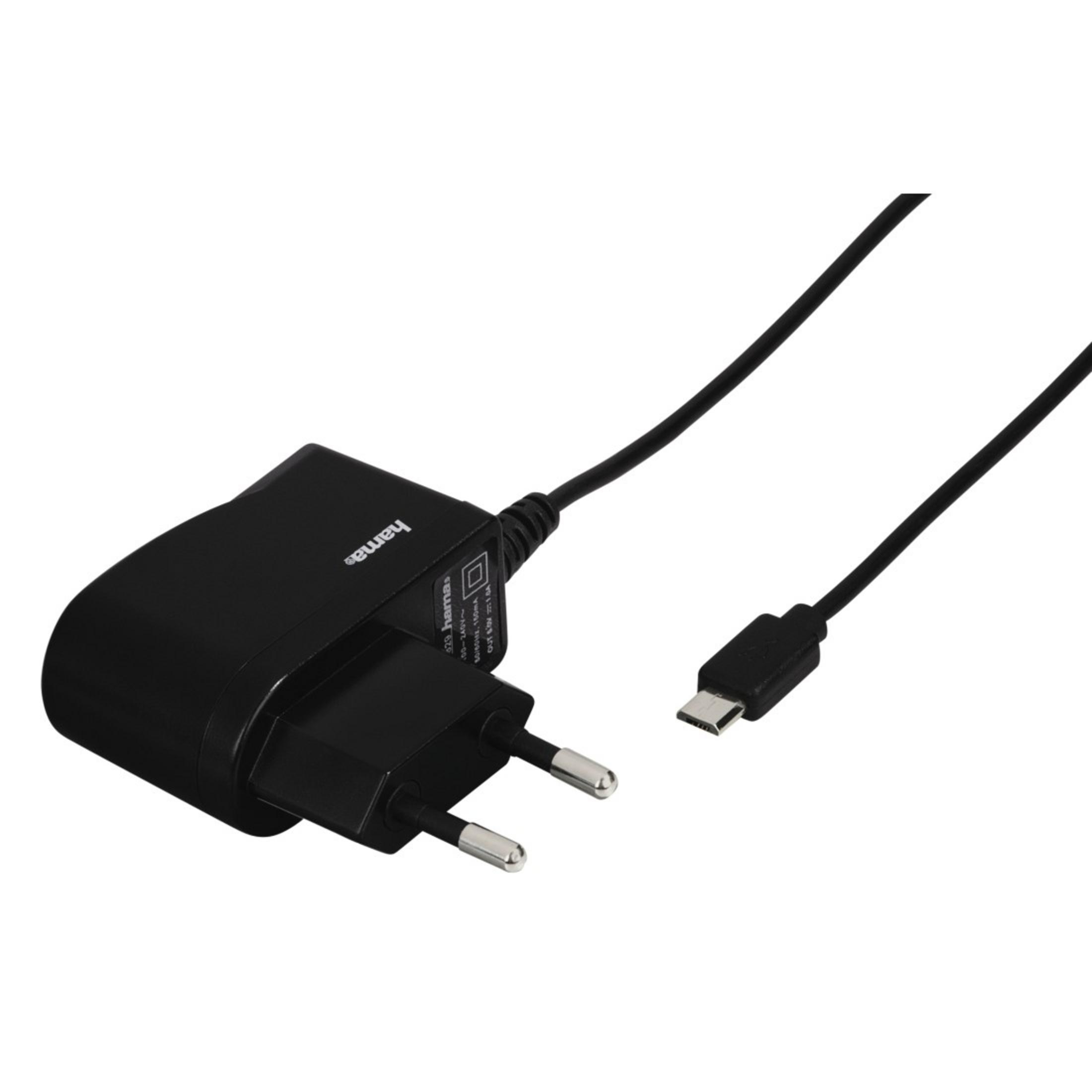 Schwarzes Hama-Ladegerät mit einem schwarzen Kabel und einem USB-C-Anschluss.